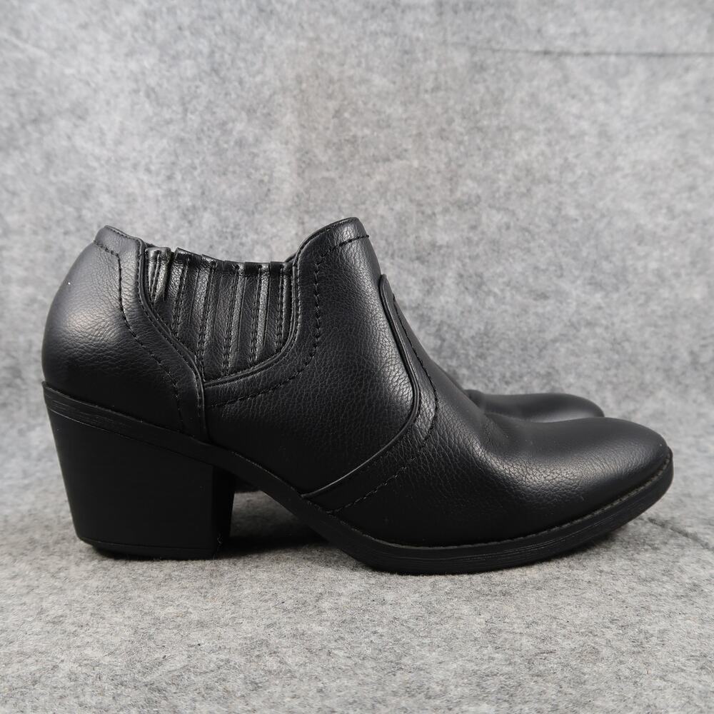 Wear Ever Shoes Womens 7.5 Ankle Bootie Sedona Fashion Black Side Zip Block Heel
